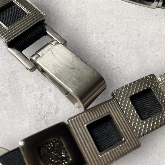 Y2K Metal Geometric Links Belt Carabiner O ring Buckle Stretchy Glitter Silver M main image 8